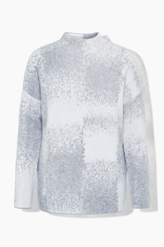 Abstract Checkered Turtleneck Wool-Blend Sweater