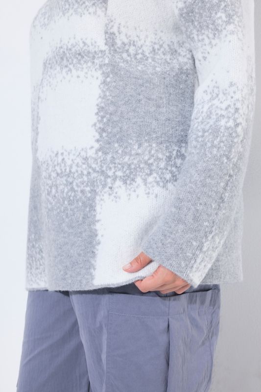 Abstract Checkered Turtleneck Wool-Blend Sweater