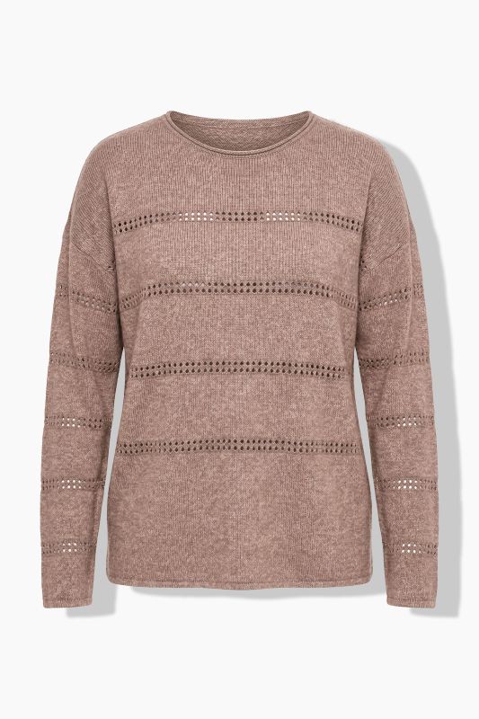 Sparkling Openwork Striped Long Sleeve Sweater