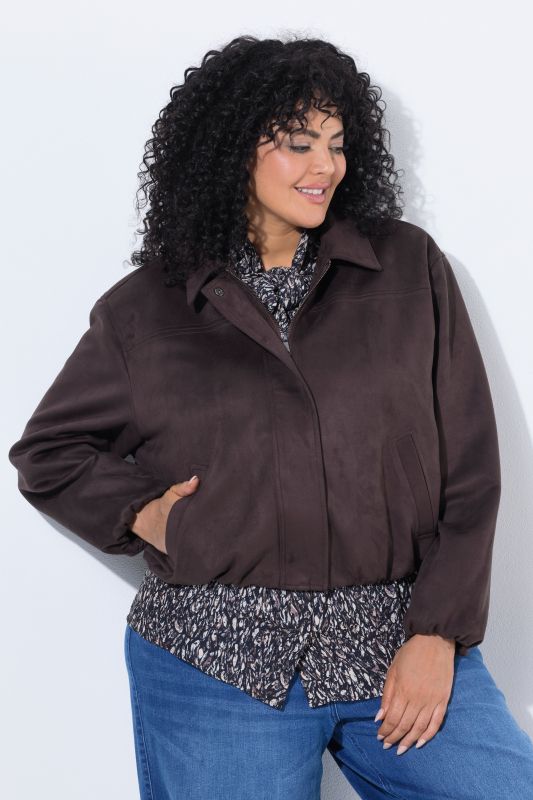 Faux Suede Blouson Jacket