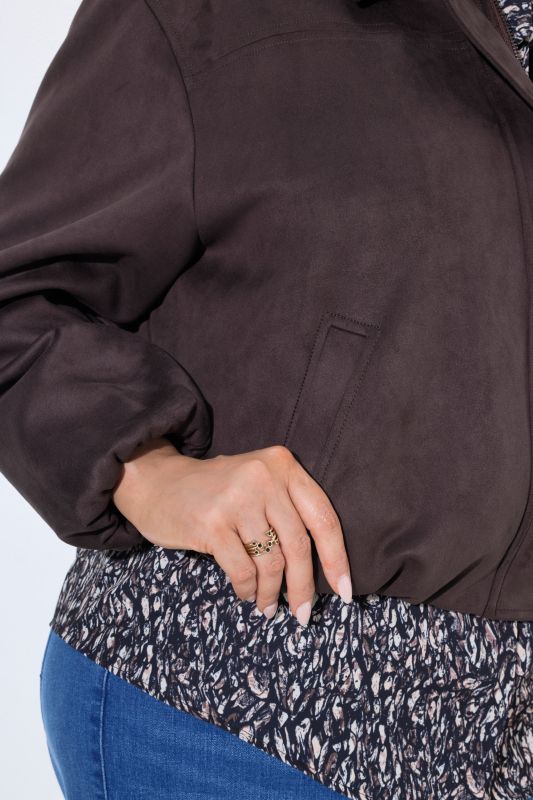 Faux Suede Blouson Jacket