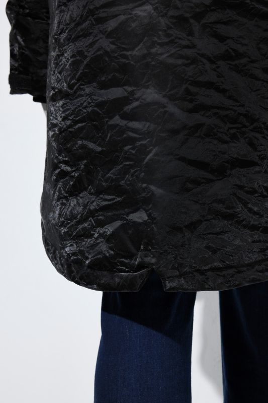 Crinkle Textured Detachable Fleece-Lined Water-Repellent Coat