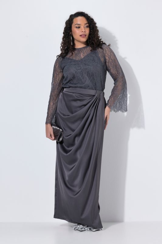 Draped Satin Maxi Skirt