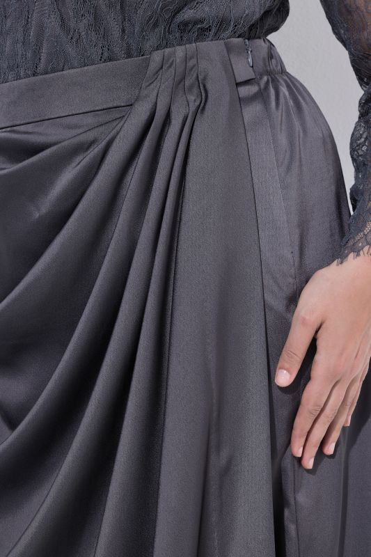Draped Satin Maxi Skirt