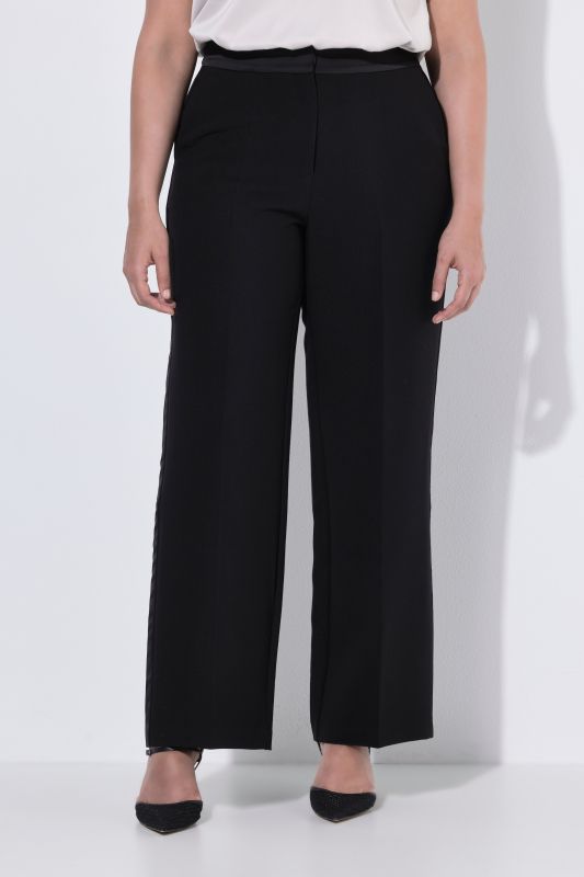 Satin Side Stripe Elastic Waist Pants