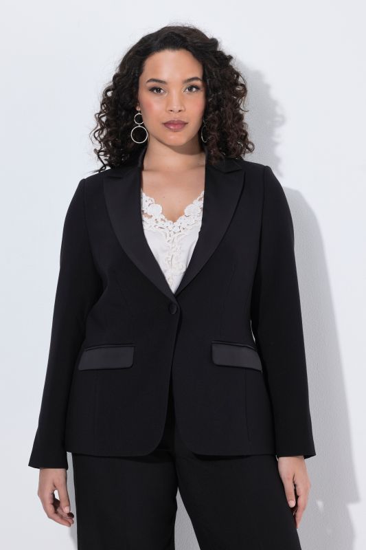 Satin Detail Tailored Tuxedo Jacket