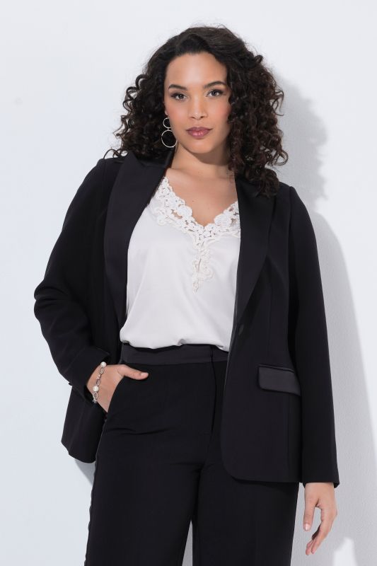 Satin Detail Tailored Tuxedo Jacket