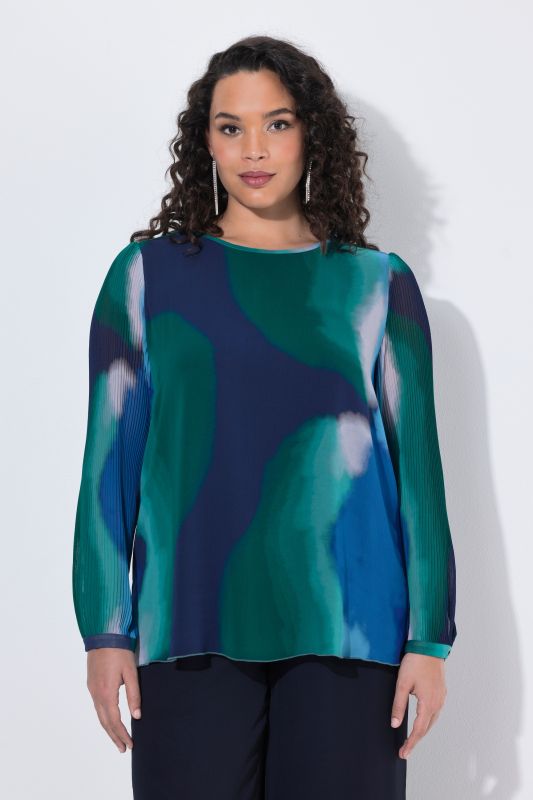 Pleated Sleeve Layered Chiffon Blouse