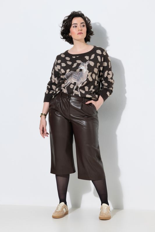 Long Faux Leather Wide Leg Shorts