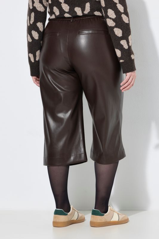 Long Faux Leather Wide Leg Shorts