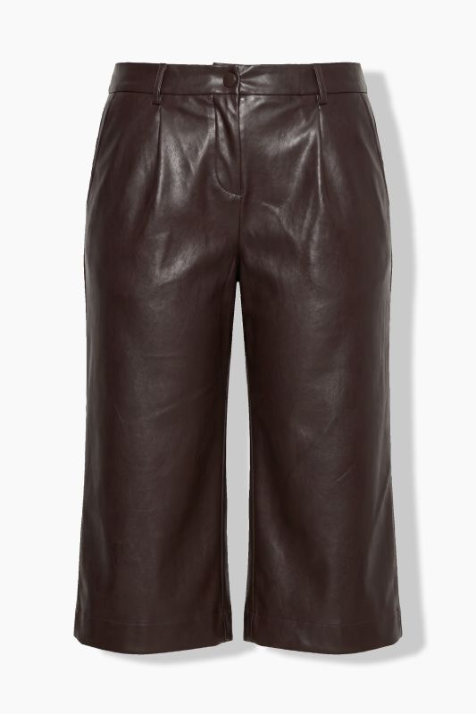 Long Faux Leather Wide Leg Shorts