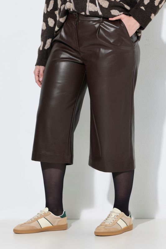 Long Faux Leather Wide Leg Shorts