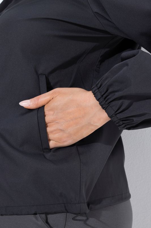 Pleated Neckline Zip-Up Blouson Jacket