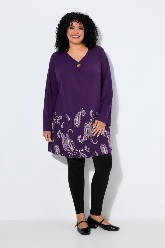 Midnight Paisley Border Print A-Line Knit Tunic