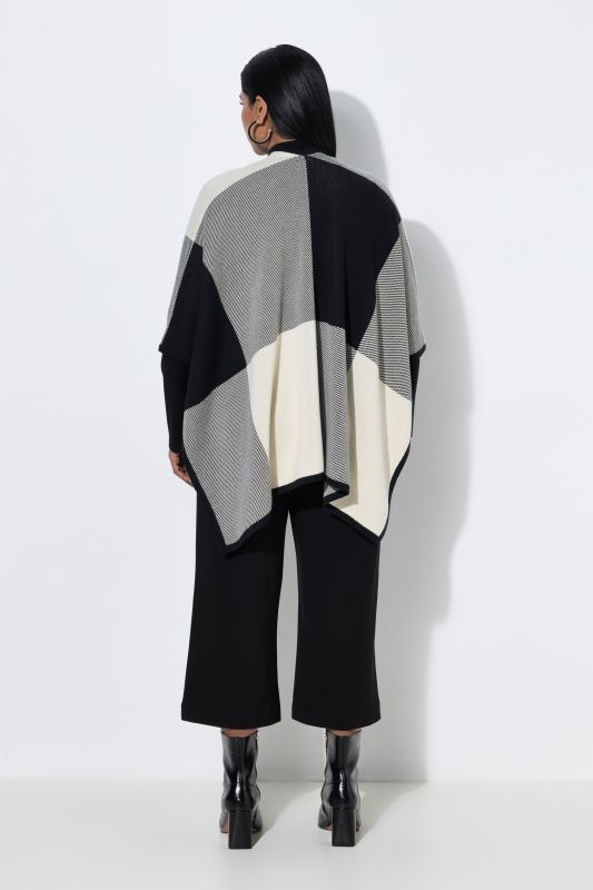 Oversized Check Knit Poncho