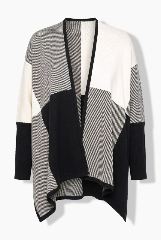 Oversized Check Knit Poncho