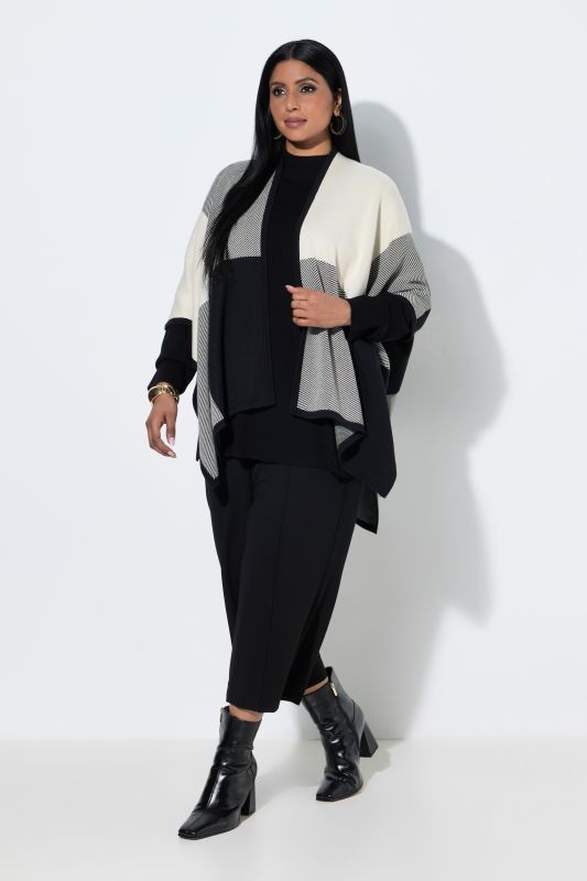Oversized Check Knit Poncho