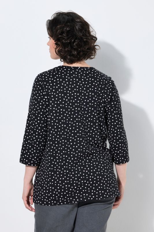 Polka Dot 3/4 Sleeve Pintuck Tee