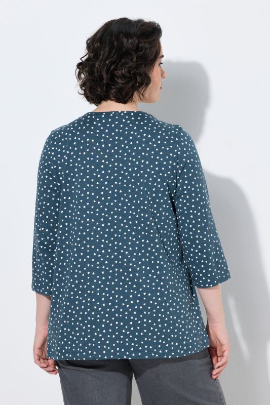 Polka Dot 3/4 Sleeve Pintuck Tee