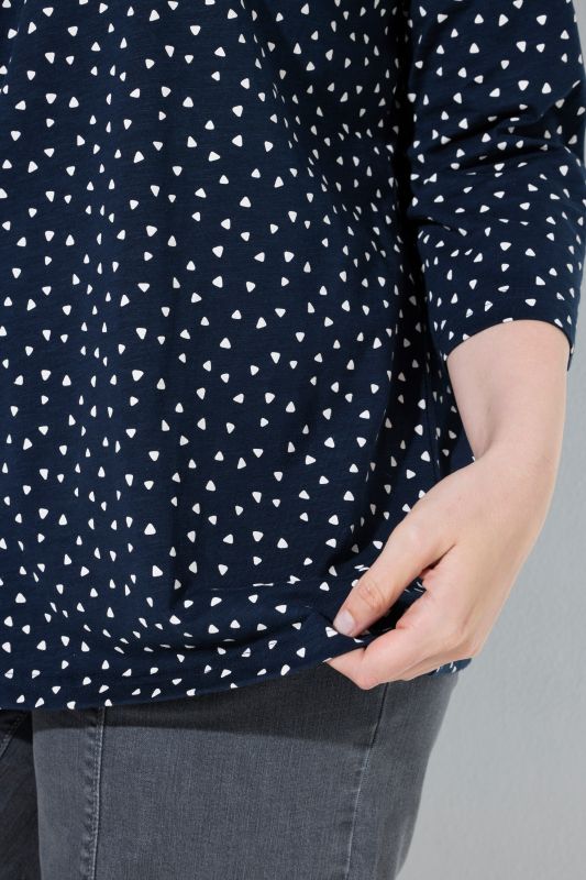 Polka Dot 3/4 Sleeve Pintuck Tee