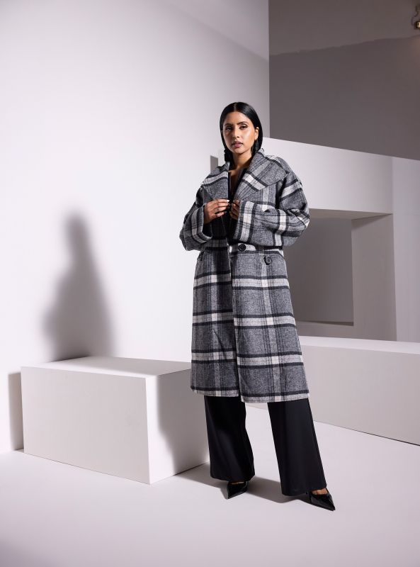 Wool-Blend Oversized Asymmetric Coat