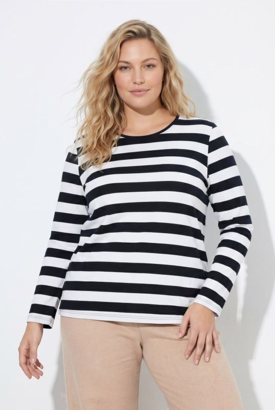 Striped Long Sleeve Crew Neck Tee