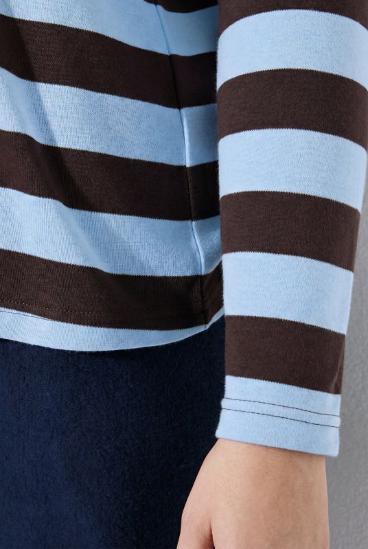 Striped Long Sleeve Crew Neck Tee