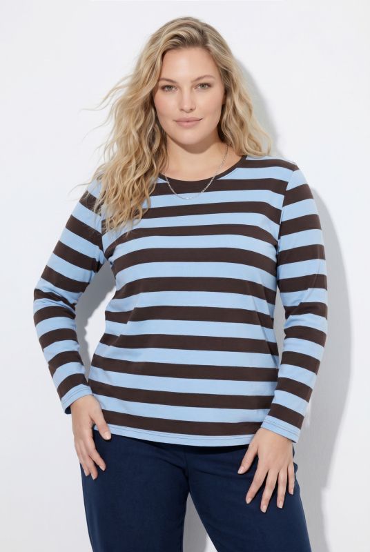 Striped Long Sleeve Crew Neck Tee