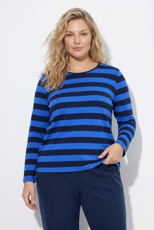 Striped Long Sleeve Crew Neck Tee