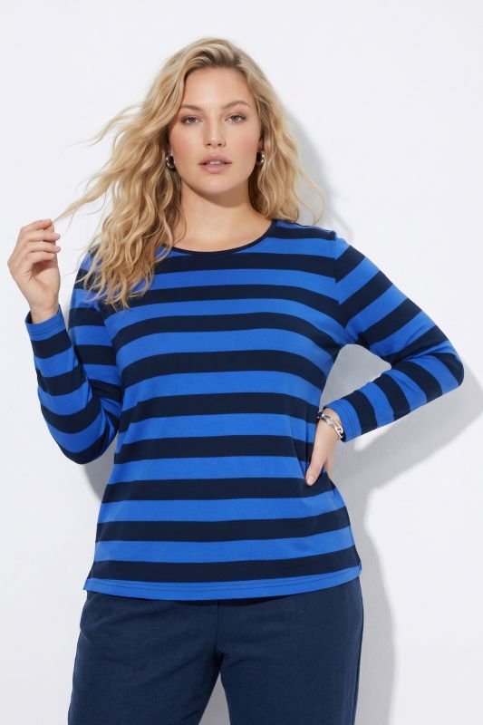 Striped Long Sleeve Crew Neck Tee