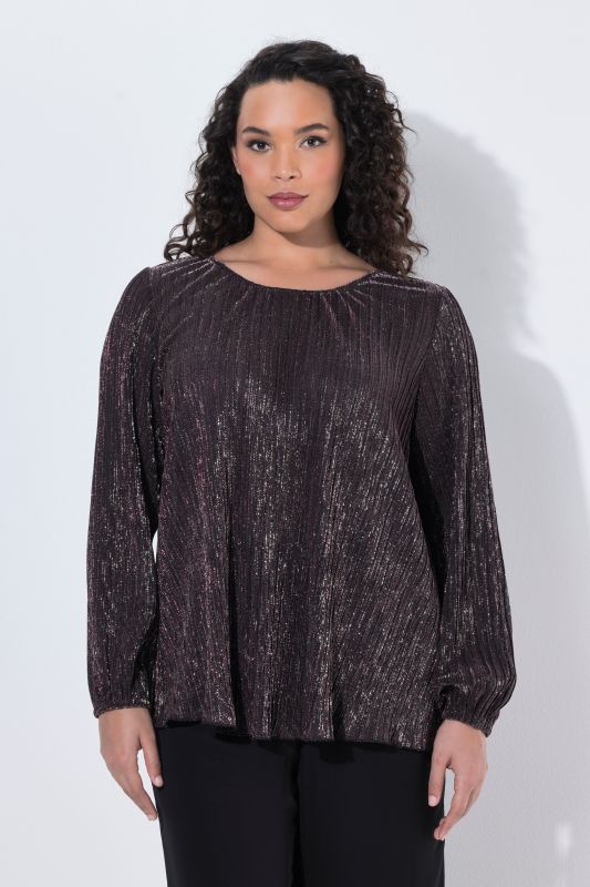 Glitter Knit Long Sleeve Blouse