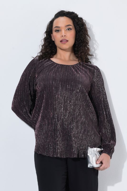 Glitter Knit Long Sleeve Blouse
