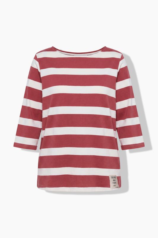 Striped 3/4 Sleeve Boat Neck Tee