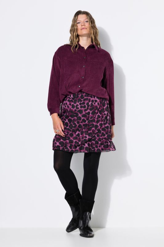 Draped Leopard Print Ruffle Skirt