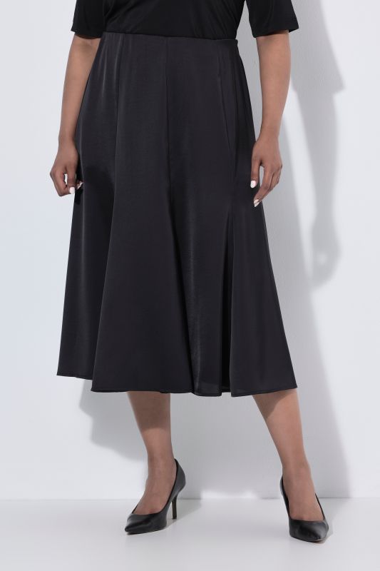 Shimmering Satin Elastic Waist Pleated Skirt