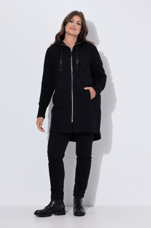 Textured Hooded Sweatshirt Jacket