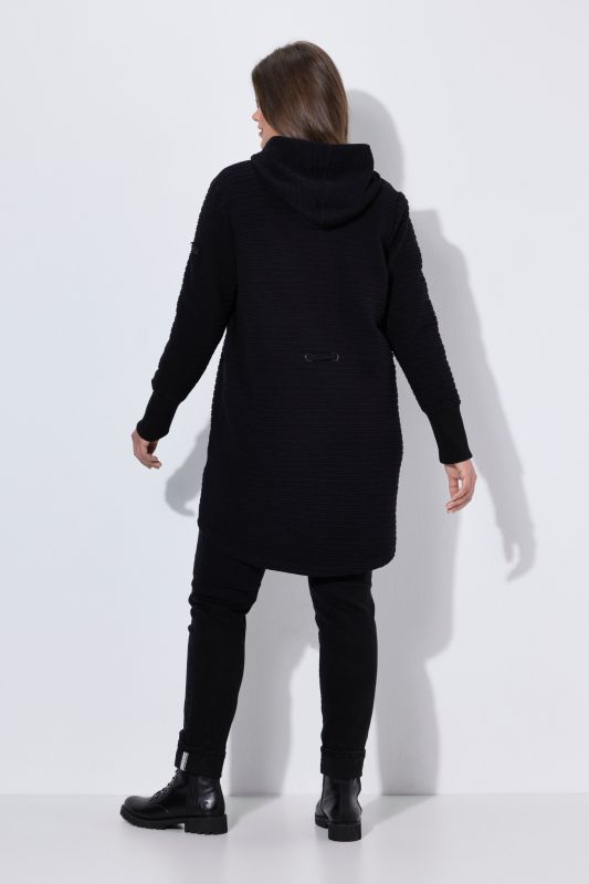 Textured Hooded Sweatshirt Jacket