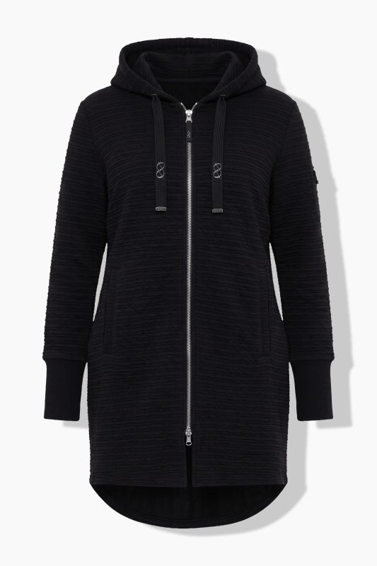 Textured Hooded Sweatshirt Jacket