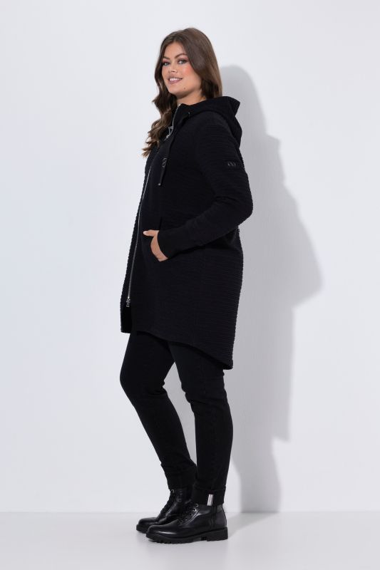 Textured Hooded Sweatshirt Jacket