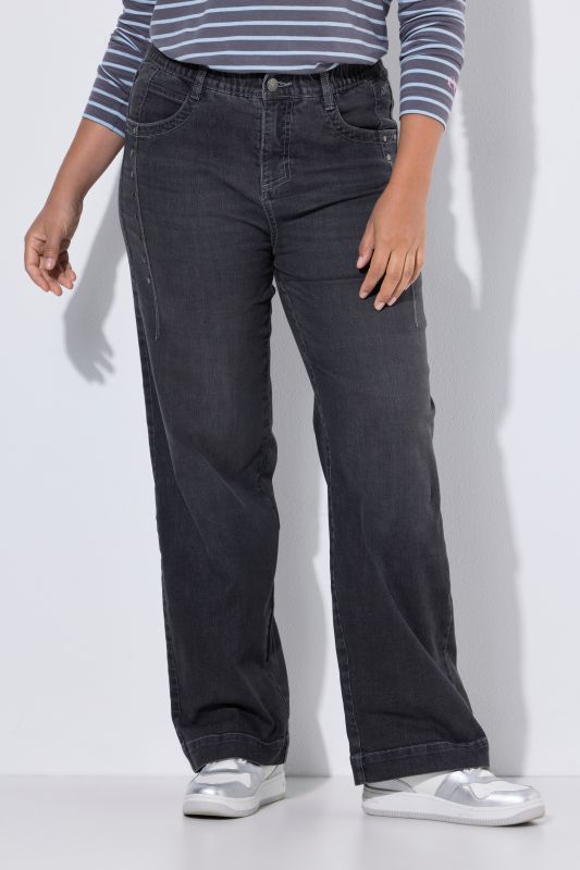 Metallic Studded Stretch Fit Wide Leg Jeans