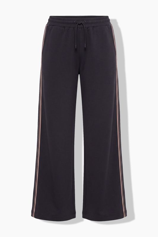 Wide Leg Side Stripe Elastic Waist Jersey Pants