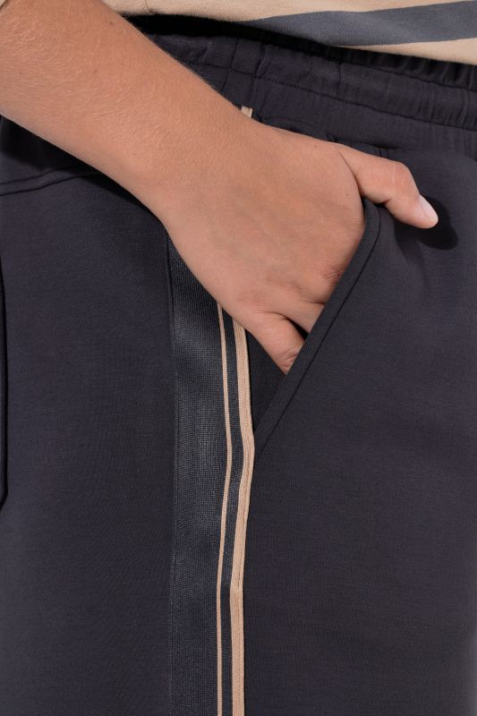 Wide Leg Side Stripe Elastic Waist Jersey Pants