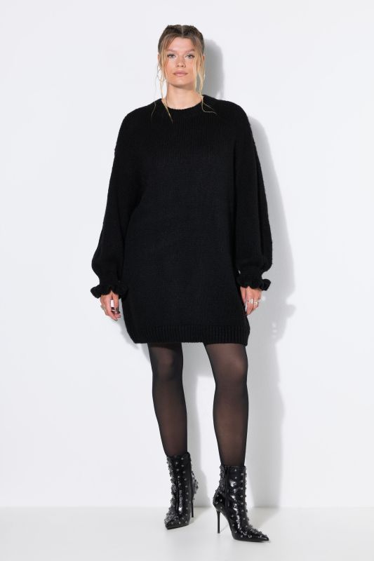 Ruffle Cuff Bishop Sleeve Sweater Dress