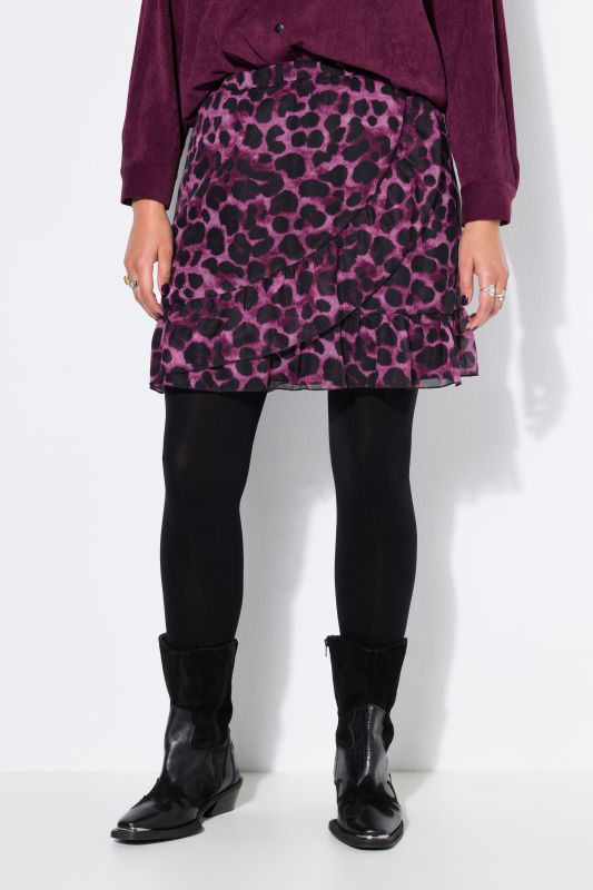 Draped Leopard Print Ruffle Skirt
