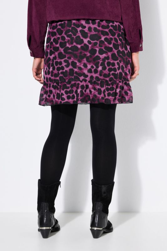 Draped Leopard Print Ruffle Skirt