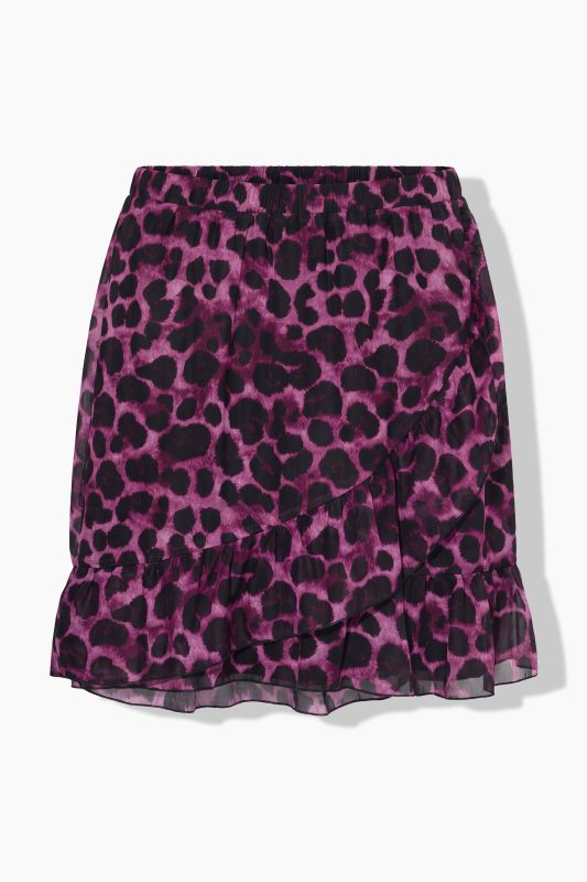 Draped Leopard Print Ruffle Skirt