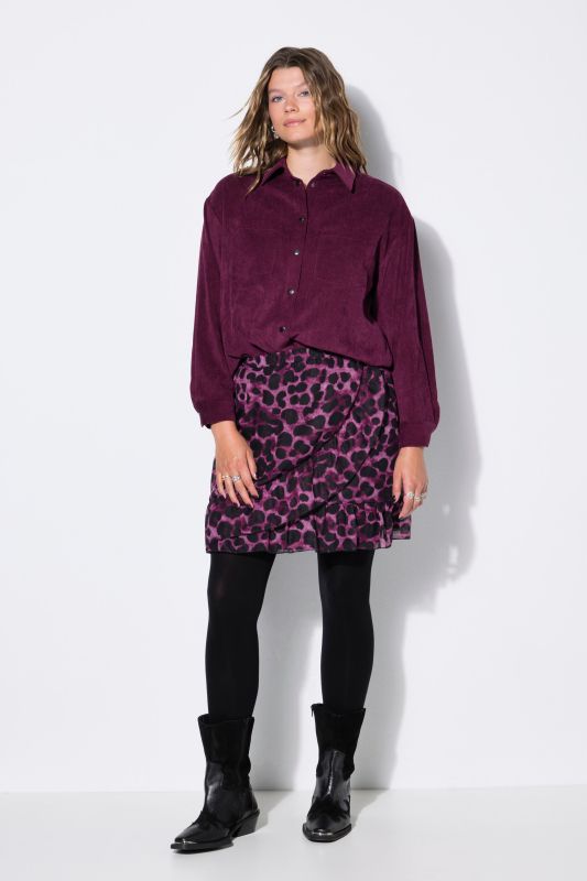Draped Leopard Print Ruffle Skirt