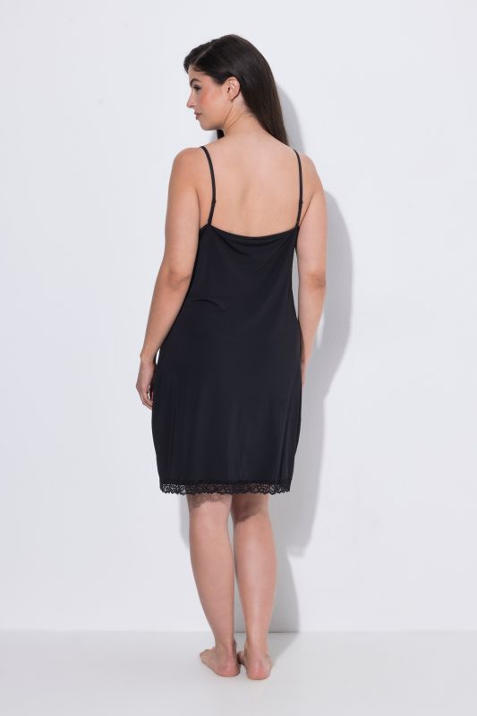 Lace Trim Spaghetti Strap Stretch Knit Slip