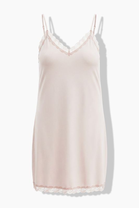 Lace Trim Spaghetti Strap Stretch Knit Slip