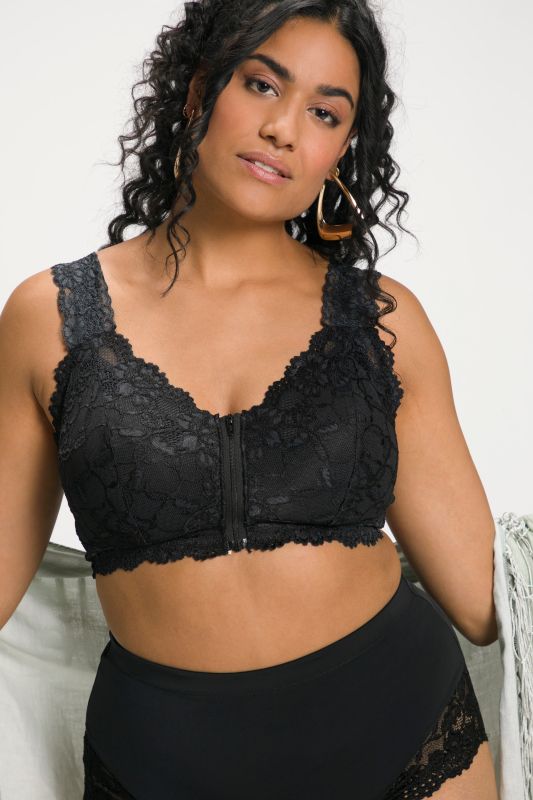 Lace Zip Front Versatile Wirefree Bustier